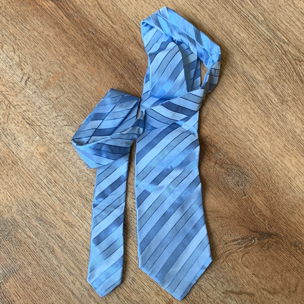 Corneliani Light Blue Striped Tie 100% Silk
